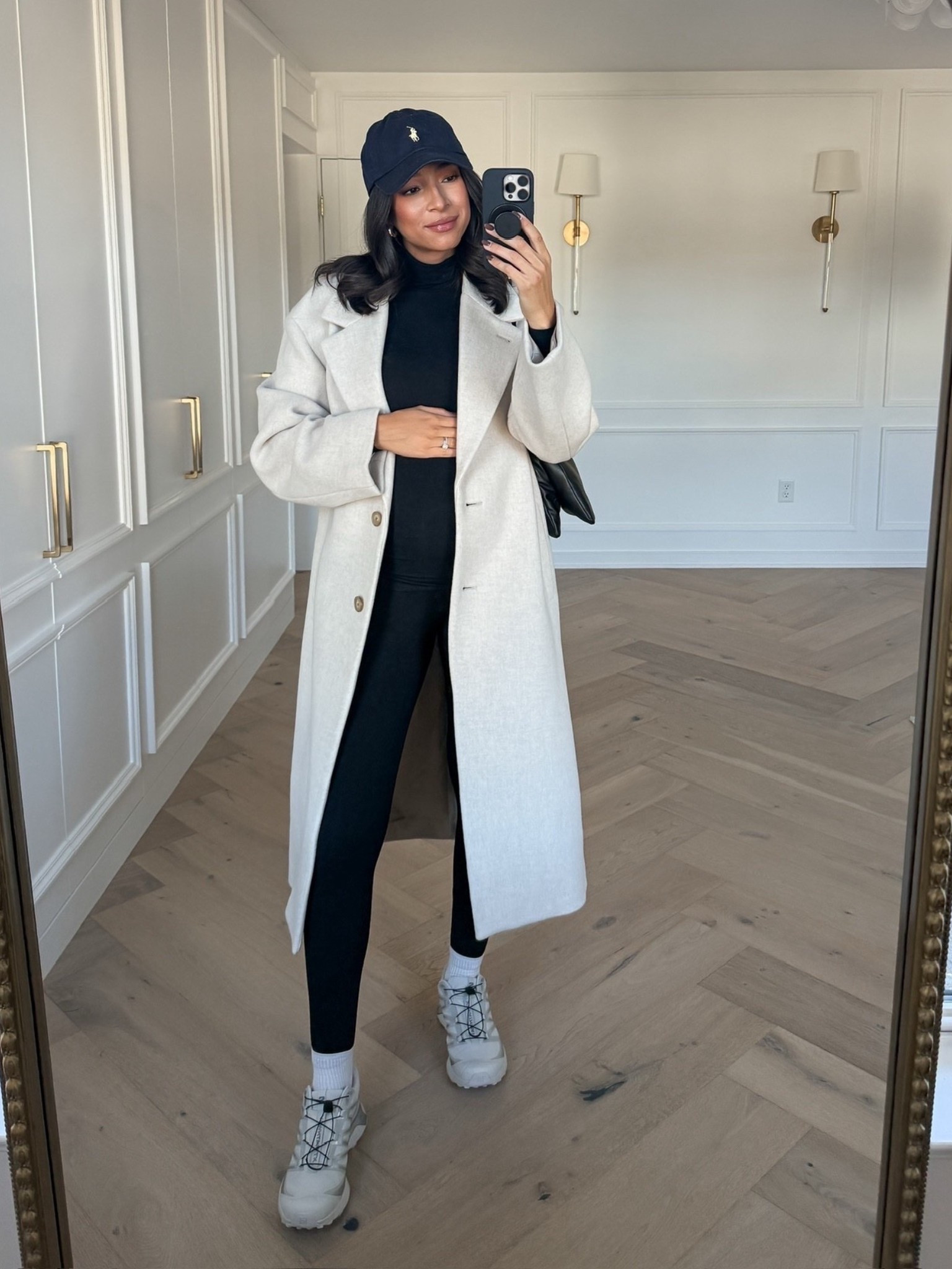 Bump friendly fall capsule wardrobe 🍂 wearing size S black turtleneck, size M wool coat, size S black leggings, sneakers fit tts 

Fall outfit 
Fall fashion 
Fall essentials 
Closet staples 
Closet essentials
Outfit idea
Outfit inspo 

#LTKSeasonal #LTKBump #LTKStyleTip