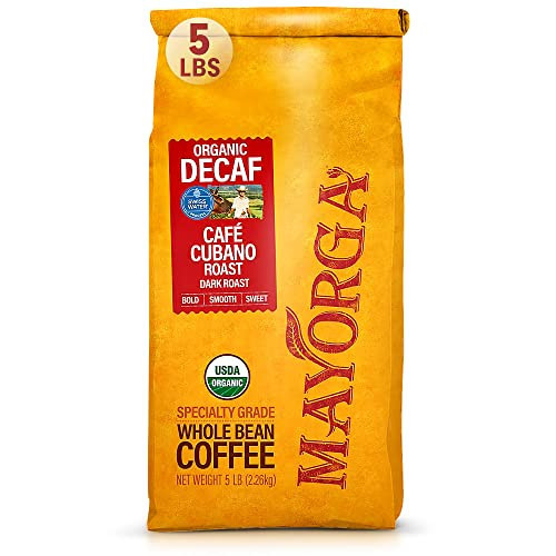 Mayorga Decaf Dark Roast 5lb Bag Cafe Swiss Water Decaffeinated Cubano Roast 100% Arabica Whole Coffee Beans - Smoothest Organic Coffee - Specialty Grade, Non-GMO, Direct Trade | Amazon (US)