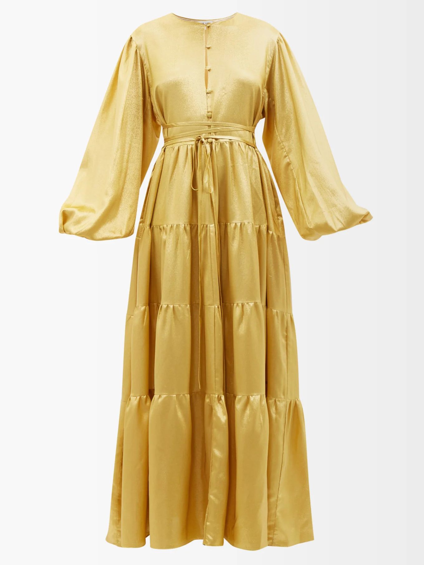 Helena gathered silk-blend lamé maxi dress | FIL DE VIE | Matches (US)