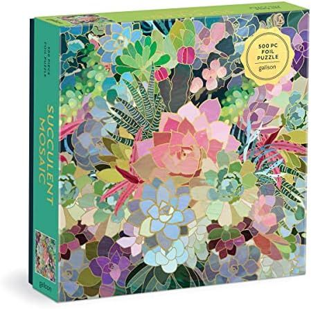 Succulent Mosaic 500 Piece Foil Puzzle from Galison - 20" x 20" Beautifully Illustrated Puzzle, T... | Amazon (US)