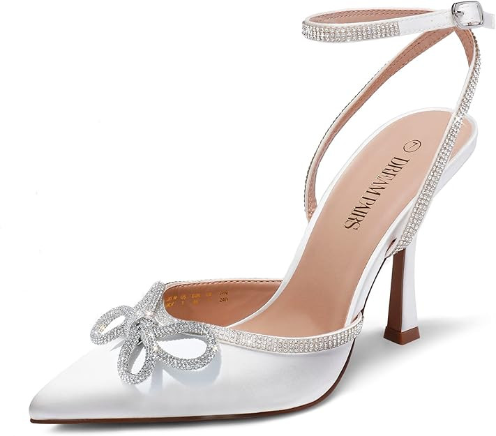 DREAM PAIRS Women's High Heels Destiny Closed Toe Strappy Heels Sexy Rhinestone Ankle Strap Pumps... | Amazon (US)