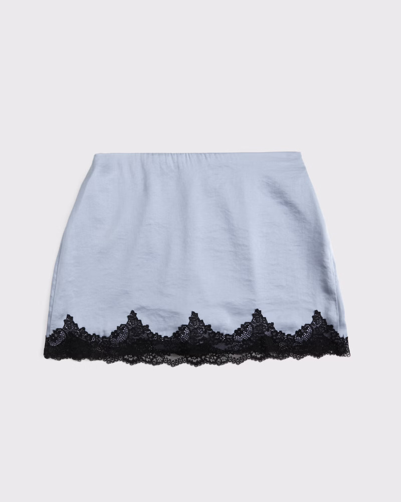 High Rise Lace & Satin Mini Skort | Abercrombie & Fitch (US)