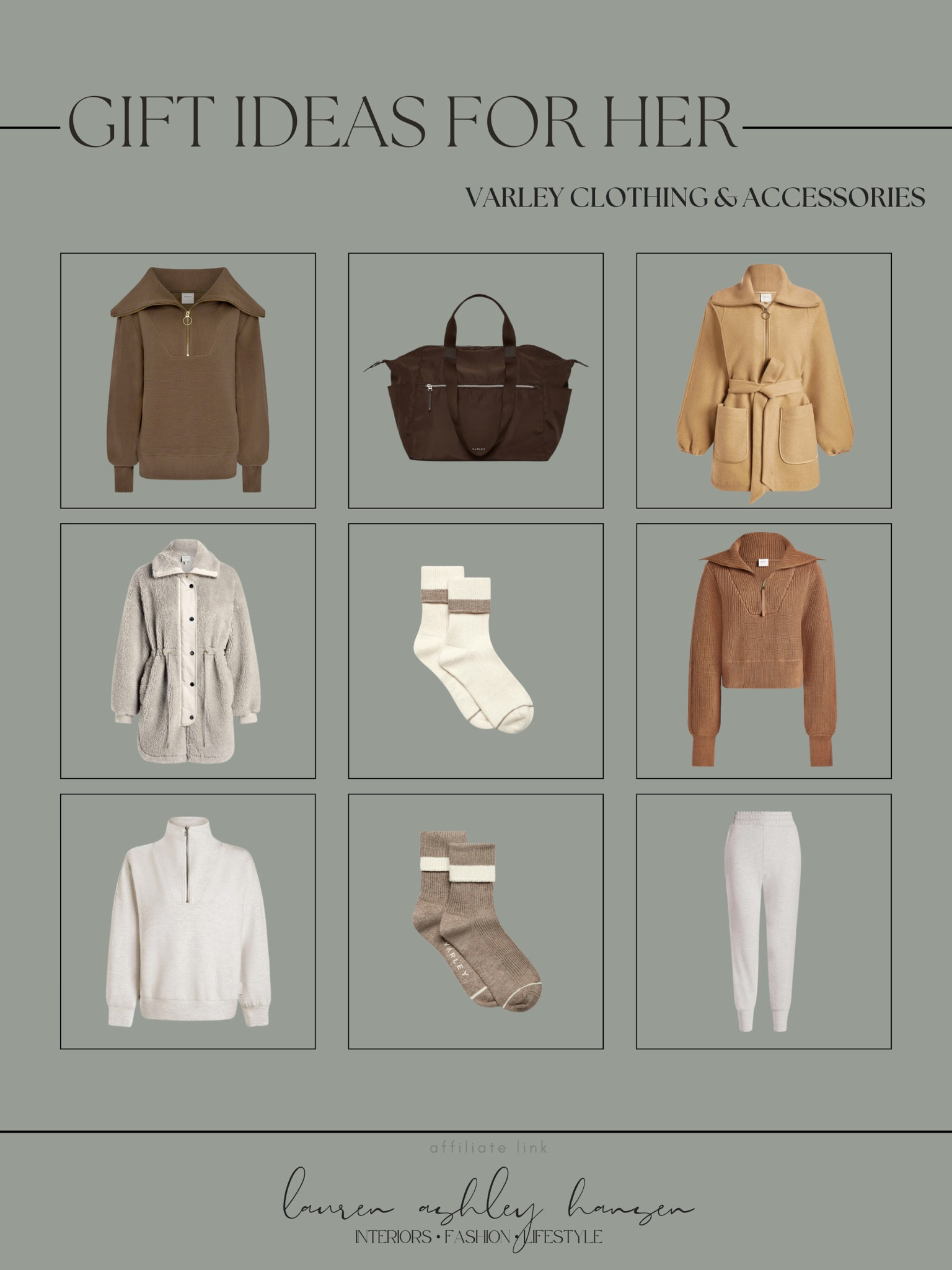 Gift ideas for her, all from Varley! I love Varley—they have such beautiful and comfortable pieces. I have the matching set shown here and I wear it all the time. I always go with my true size (XS) unless I want something a little bigger! 

#LTKGiftGuide #LTKstyletip