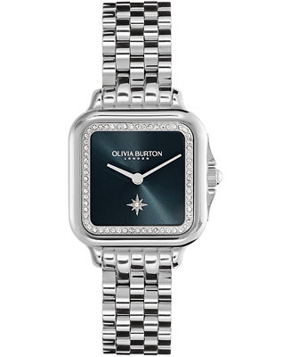 Olivia Burton Women's Grosvenor Silver Stainless Steel Watch 28mm - Macy's | Macy's