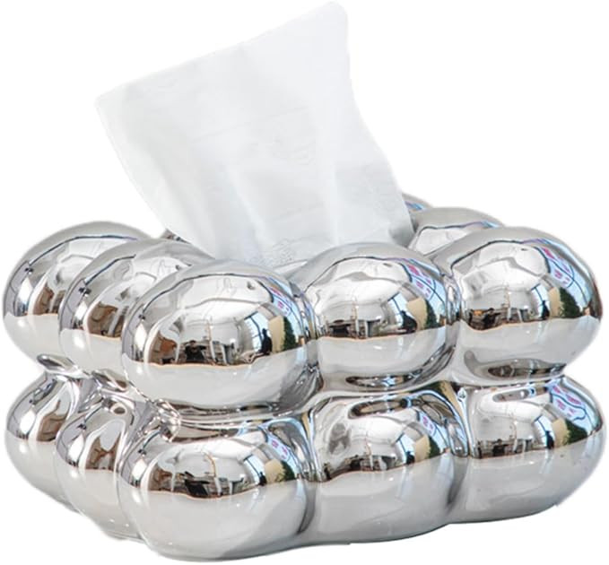 WEIDILIDU Ceramic Tissue Box Silver Minimalist Design for Home Décor, Fireplace, Bedroom, Kitche... | Amazon (US)