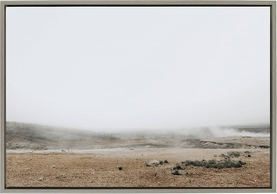 Kate and Laurel Sylvie Fogged Landscape Framed Canvas Wall Art by Alicia Abla, 23x33 Gray, Decora... | Amazon (US)
