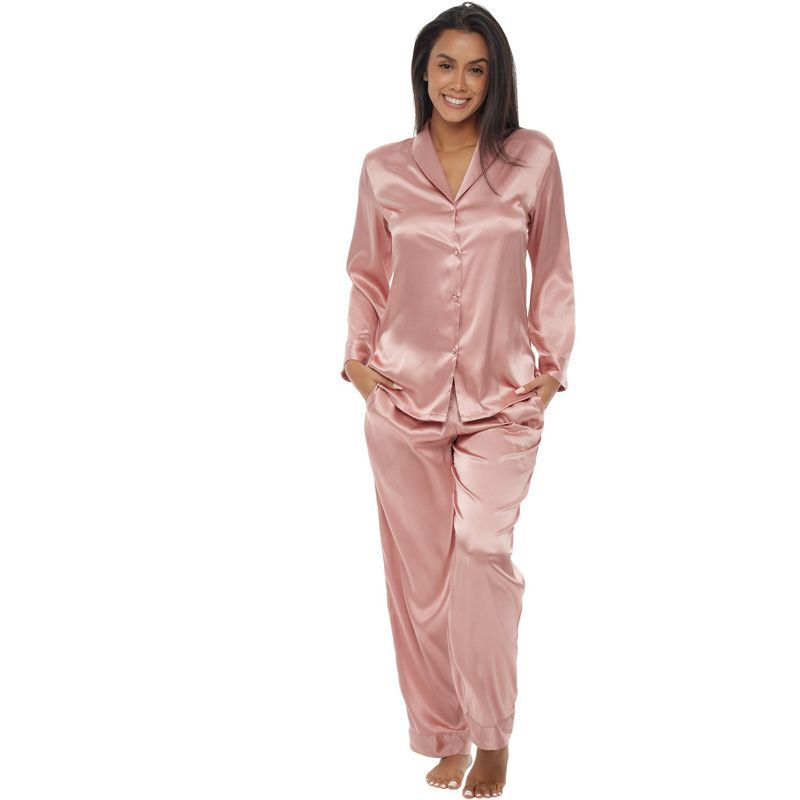 Alexander Del Rossa Women's Satin Pajamas Set with Pockets | Target
