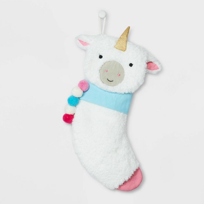 Unicorn Fuzzy Christmas Stocking White - Wondershop™ | Target