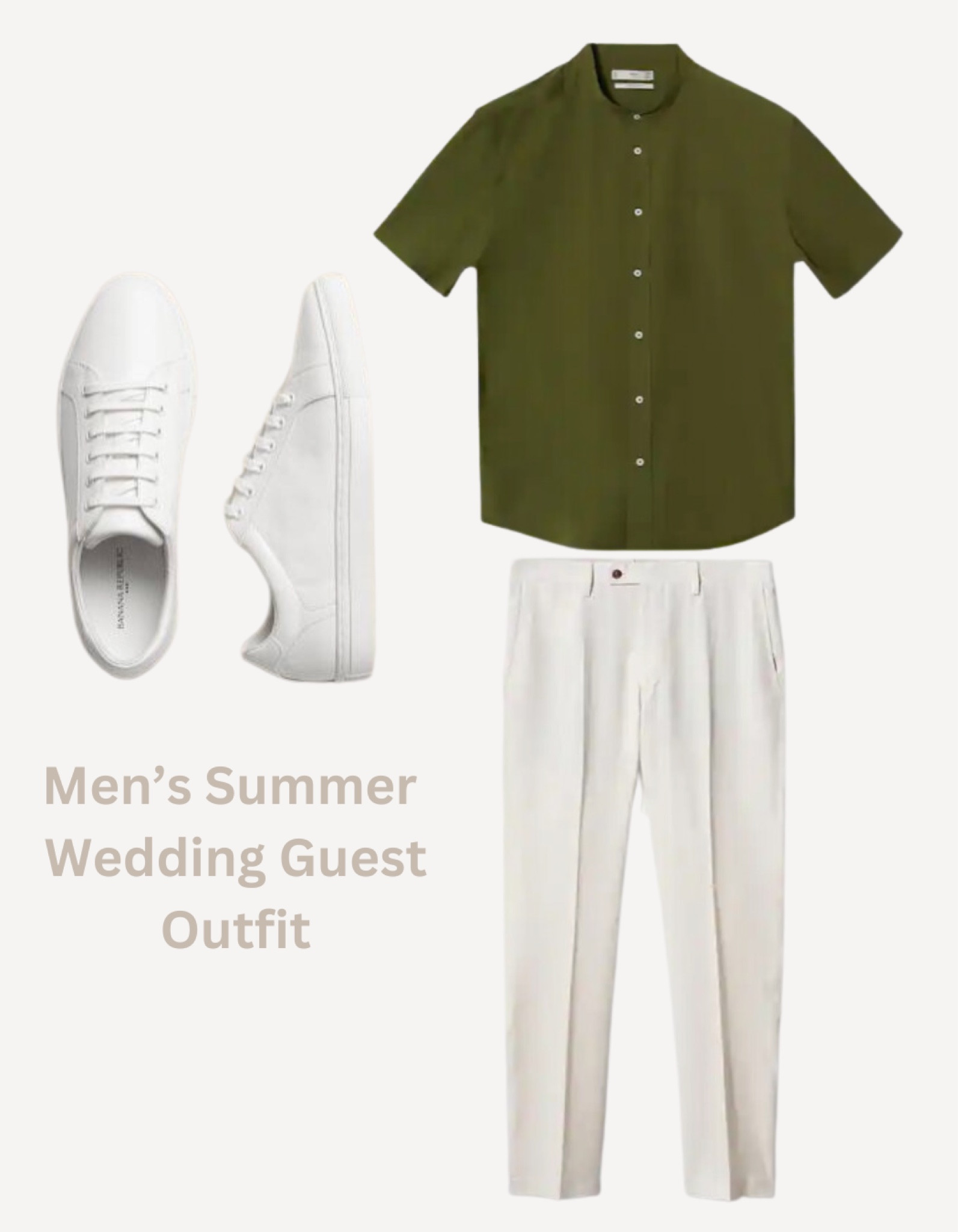 This is a simple look for a summer wedding guest, white sneakers, pleated pants & a deep green collared shirt for the transition to fall. This could also be a teachers back to school outfit. 

#LTKBacktoSchool #LTKSeasonal #LTKmens