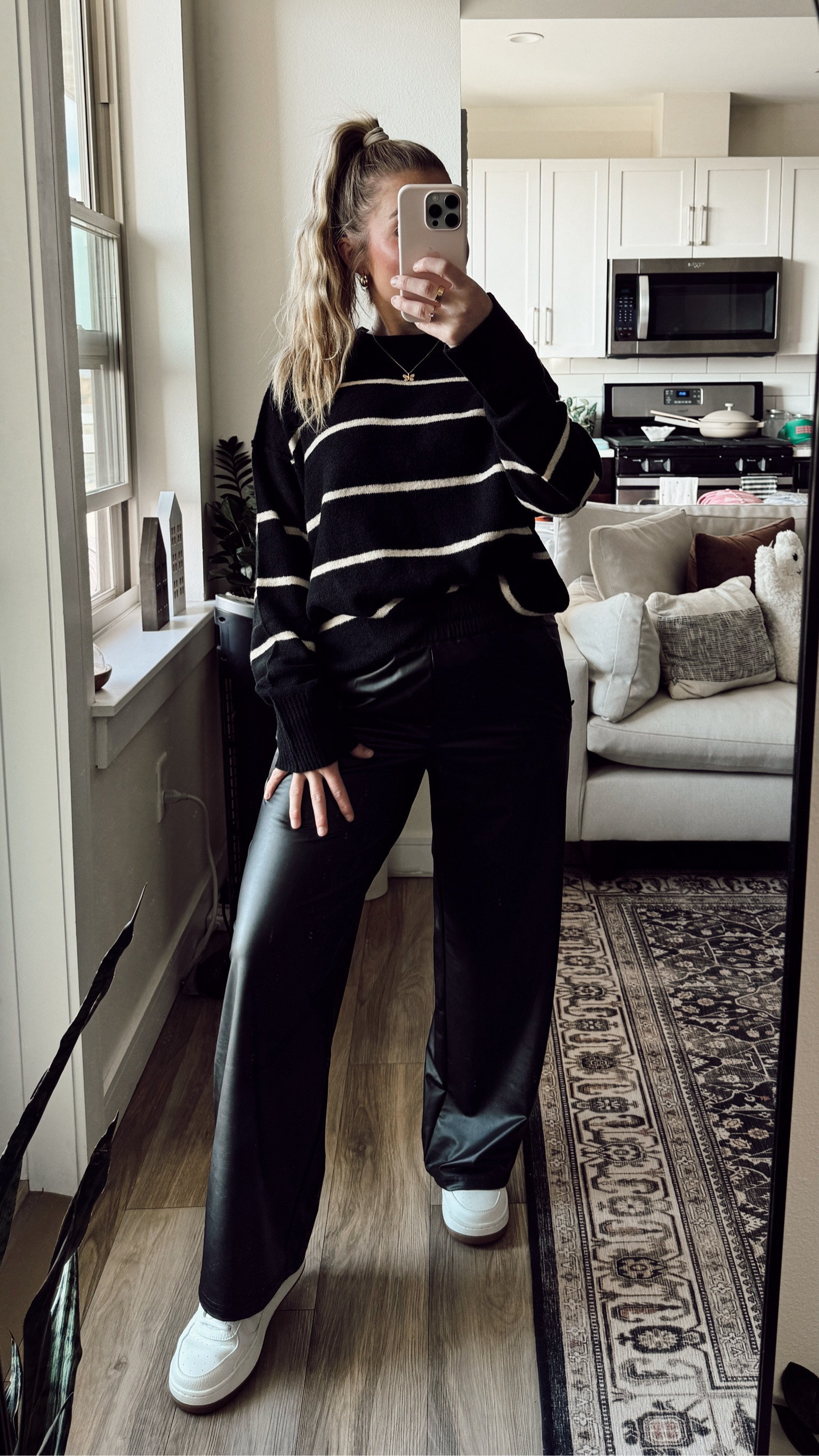 So over jeans lately - these faux leather wide leg pants have a stretchy waistband and come in short! also this sweater is buttery soft, does run a bit oversized 🖤 shoes are alo!

#LTKGiftGuide #LTKSeasonal #LTKshoecrush