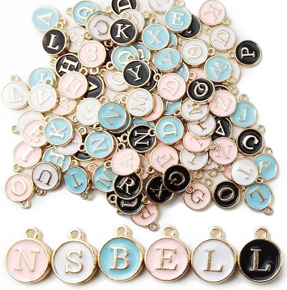 NSBELL 104PCS Letter Charms for Jewelry Making Charm for Bracelet Initial Charms Double Sided Alp... | Amazon (US)