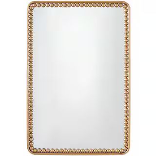 36 in. x 24 in. Rectangle Framed Gold Wall Mirror with Beaded Detailing | The Home Depot