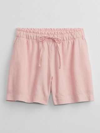 4" Mid Rise Easy Linen-Blend Pull-On Shorts | Gap Factory