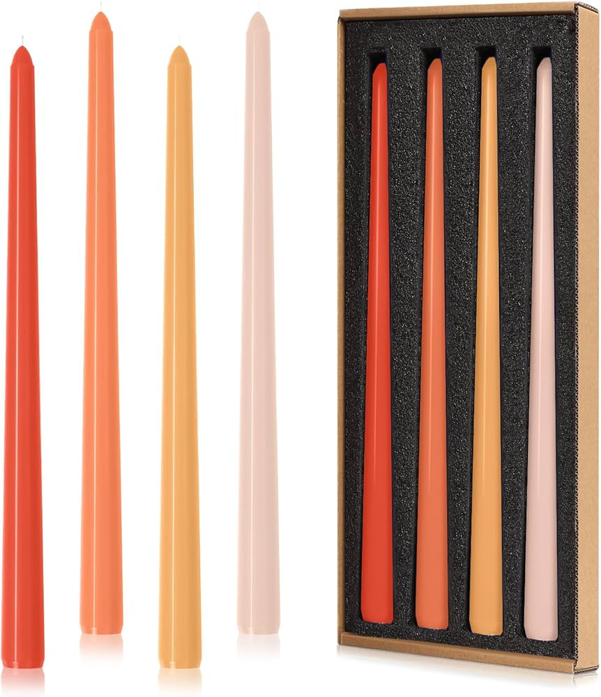 Fall Taper Candles 12'' Tall Orange Peach Ombre Colored Candlesticks Set of 4 | Unscented 3/4 inc... | Amazon (US)