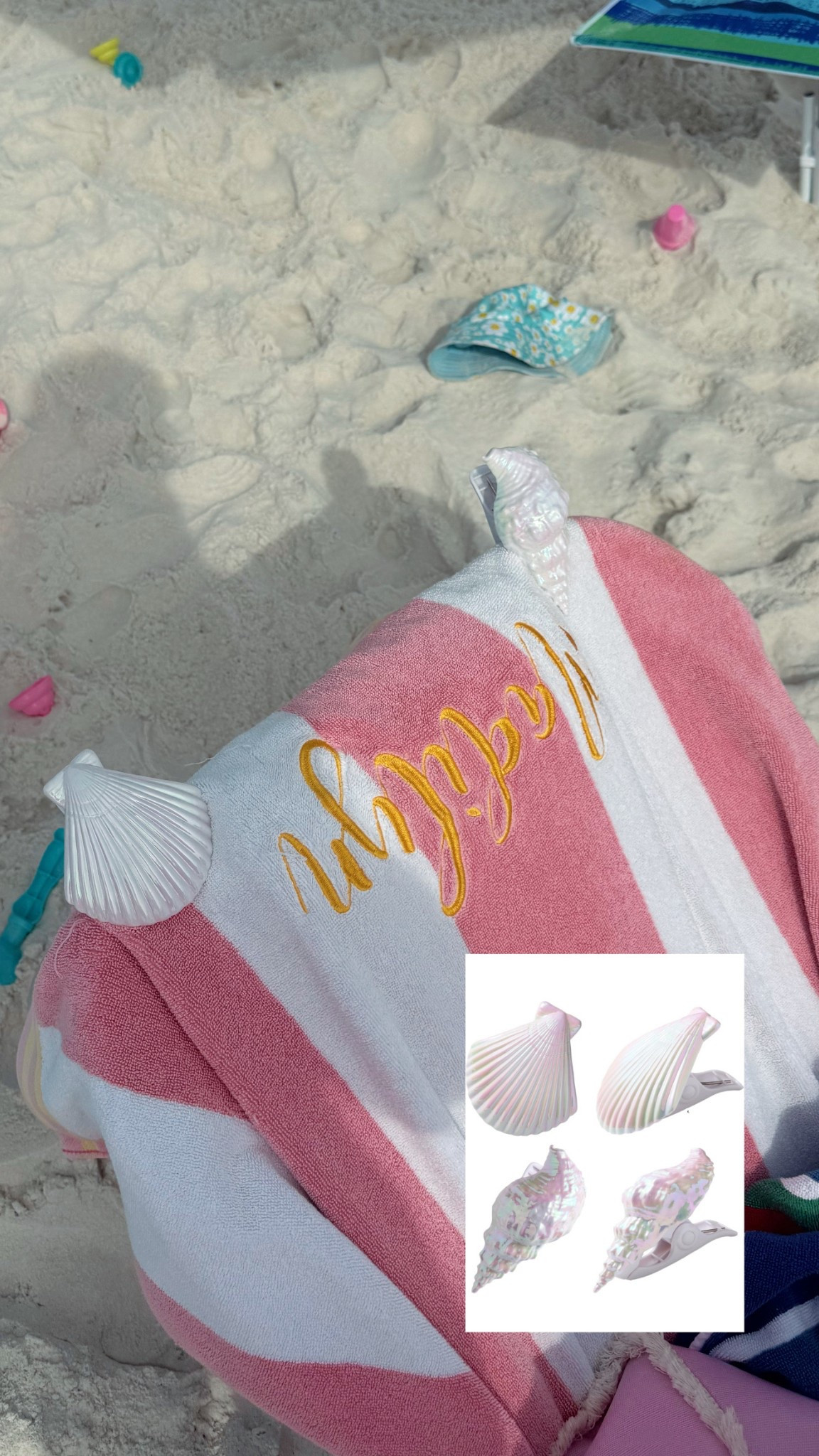 The CUTEST towel clips for the beach! 🐚🏝️✨🤍🫶🏼 

#LTKSummerEdit #LTKTravel #LTKSeasonal