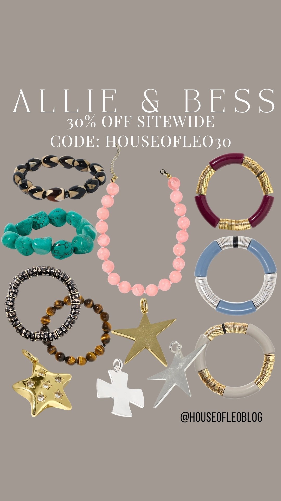 Code HOUSEOFLEO30 or HOUSEOFLEO20. Star, necklace, cross, necklace, beaded necklace, beaded bracelets, charms.

#LTKSaleAlert