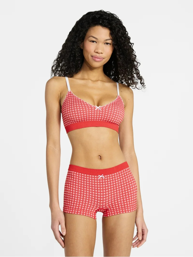 No Boundaries Seamless Triangle Bralette & Boyshort Set, 2-Piece, Women's XS-XXXL | Walmart (US)