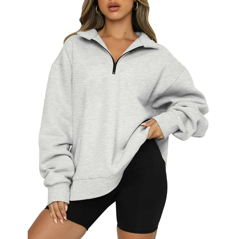 SUNBS Womens Oversized Sweatshirts Half Zip Pullover Fall Fashion Hoodies Long Sleeve Shirts Clot... | Walmart (US)