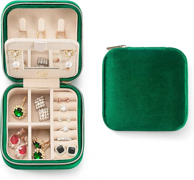 Plush Velvet Travel Jewelry Case, Travel Jewelry Organizer, Jewelry Travel Case, Travel Jewelry B... | Amazon (US)