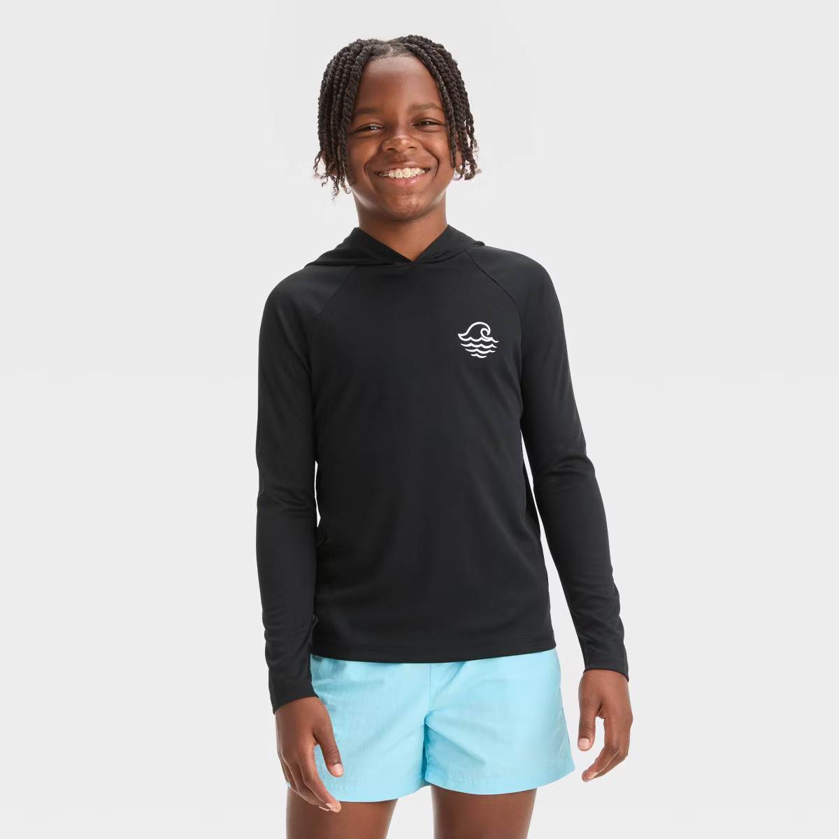 Boys' Long Sleeve Wave Hooded Rash Guard Top - art class™ | Target