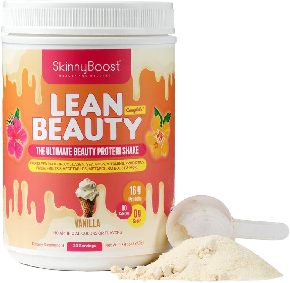 Lean Beauty Shake Protein Meal Replacement Powder - Grass-Fed Whey, Hydrolyzed Collagen, Beauty-B... | Amazon (US)