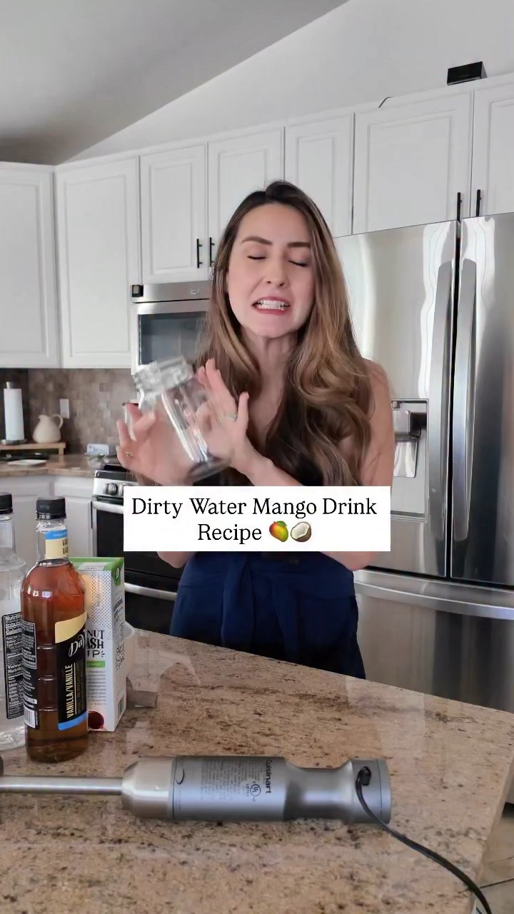 SAVE & SHARE THIS RECIPE ✨ 

My absolute favorite go-to drink! 🥭🥥 I call this my “Dirty Water Mango Fusion” and you can whip it up in under 30 seconds. It’s sweet, creamy, and honestly exactly what every mom needs to get through the afternoon! Save this for later, try it out, and let me know what you think! 👇✨
Dirty Water Mango Fusion Recipe
Ingredients:
• 6 oz coconut milk
• 1 small bowl of mango chunks (defrosted)
• 2 tbsp vanilla syrup
• 3 tbsp cream of coconut
• Sweetened condensed milk (measure with your heart, but a generous spoonful works best!)
• 1 bottle of sparkling water (flat water works too!)
• Ice

#mom #recipe #easyrecipeideas @stanforcreators #standaretopost