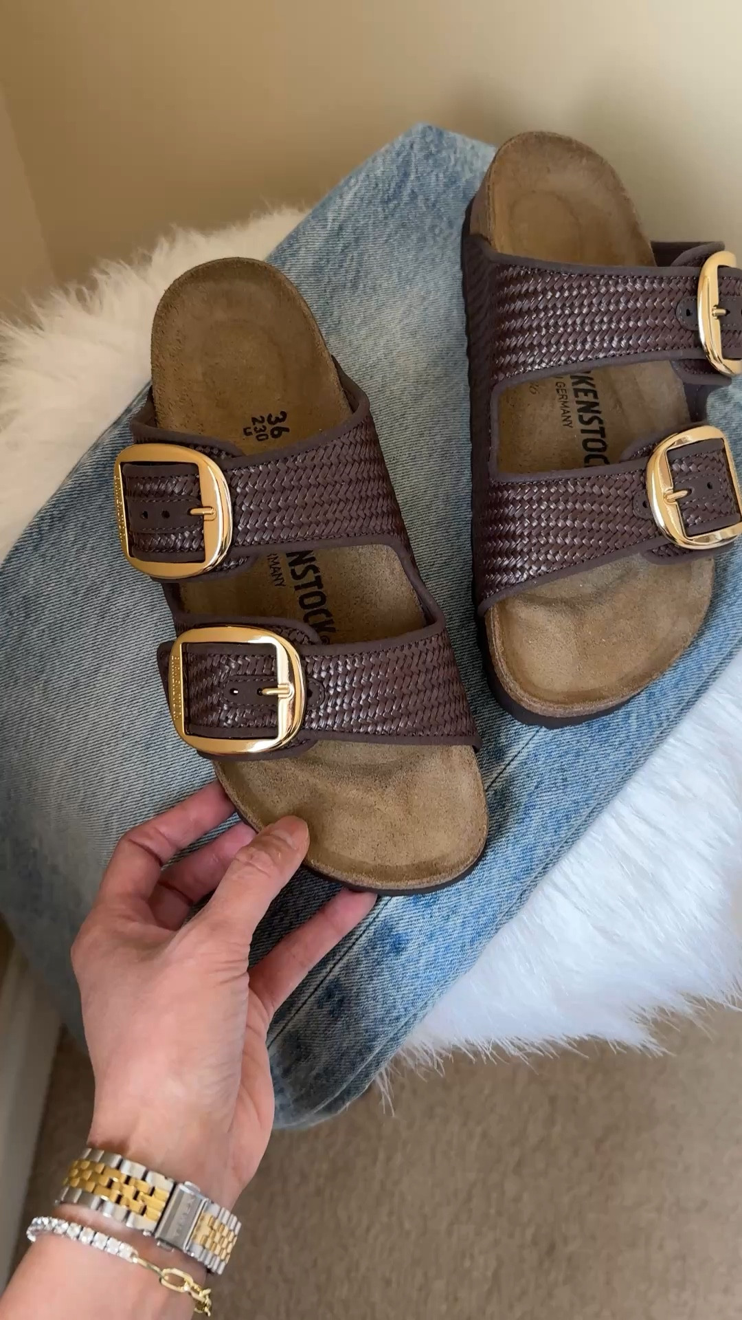 Spring break. Vacation. Resort wear. 
New style of Birkenstock big buckle arizona slide sandals. I love the raffia texture. Straps are flexible and don’t irritate the top of my feet. 
This beautiful brown color is done is collaboration with Staud. The raffia style is also available in light colored raffia and in black. 
True to size for me in my normal Birkenstock size. I take narrow width; make sure to check the appropriate width when ordering. 


#LTKOver40 #LTKTravel #LTKFestival