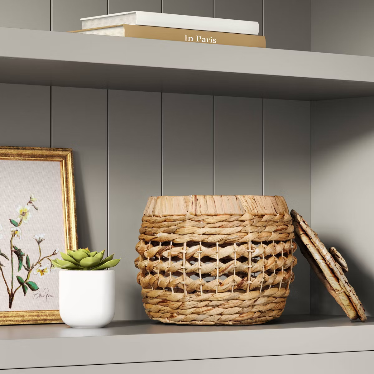 Round Water Hyacinth Basket with Lid - Threshold™ | Target