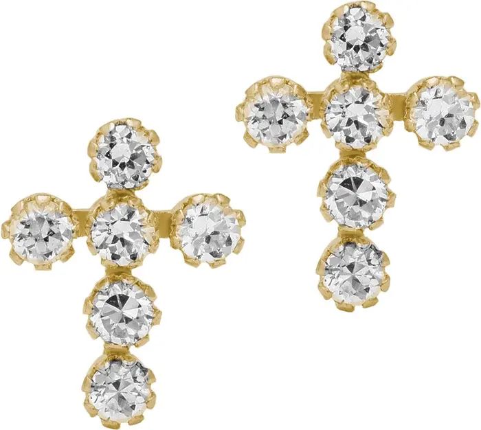 Mignonette 14k Gold & Cubic Zirconia Cross Earrings | Nordstrom | Nordstrom