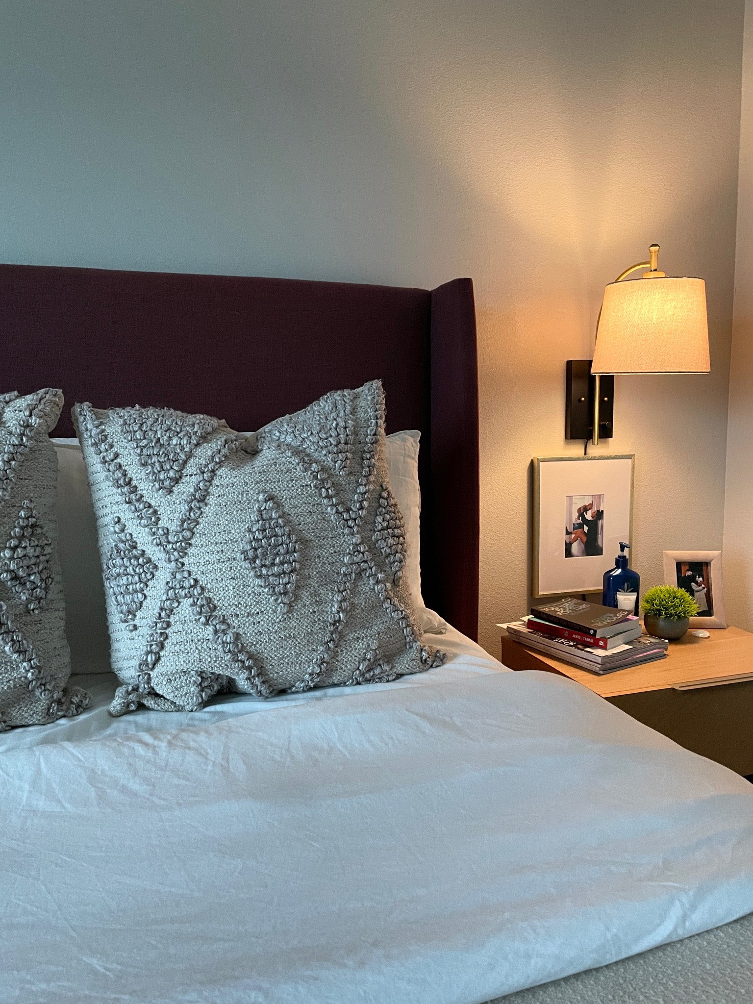 We are obsessed with every piece in our primary bedroom. And our sconces are currently on sale (under $100) - they plug in, dim and make the space look cozy. #sconces #lamp #primarybedroom #bedroom #bedding #pillows 

#LTKhome #LTKsalealert #LTKfindsunder100