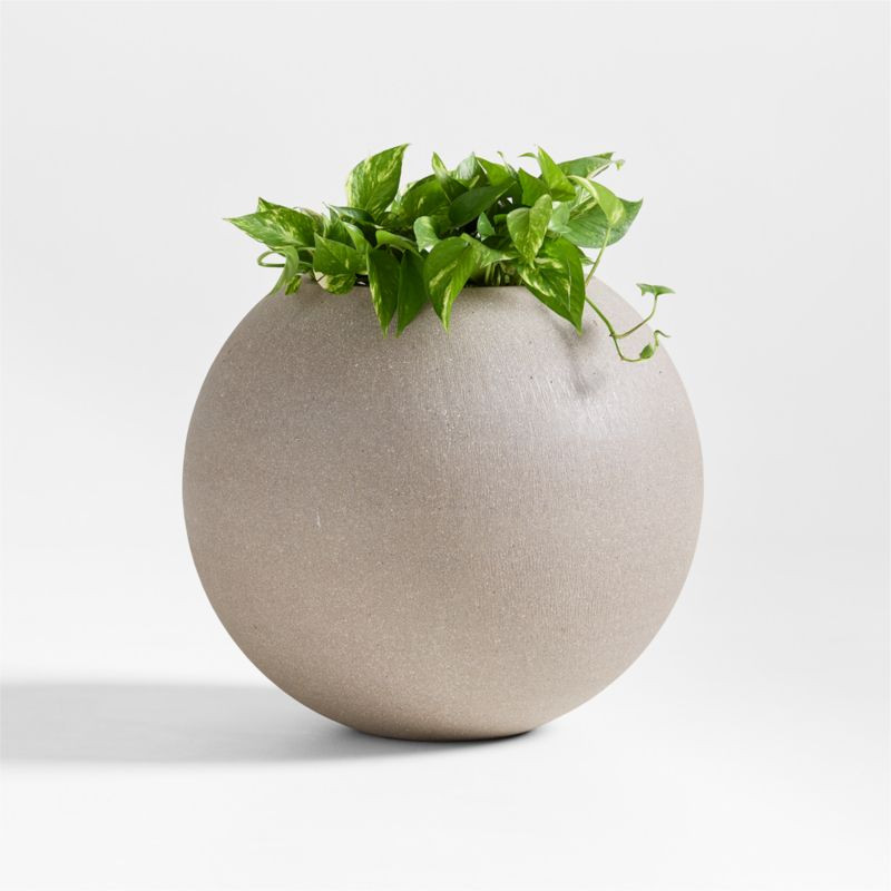 Sphere Small Sand Indoor/Outdoor Planter 20"x17.5" + Reviews | Crate & Barrel | Crate & Barrel