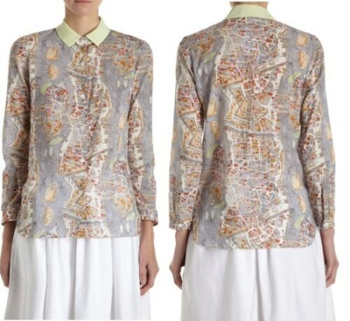 NEW carven map print cotton blouse size 38 | eBay US