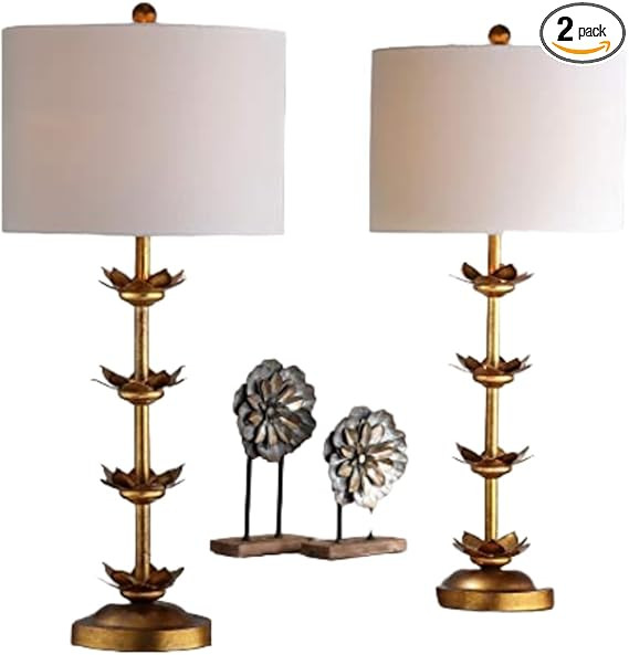 SAFAVIEH Lighting Collection Lani Antique Gold Leaf 32-inch Bedroom Living Room Home Office Desk ... | Amazon (US)