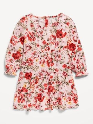 Matching Long-Sleeve Floral-Print Tiered Dress for Toddler Girls | Old Navy (US)