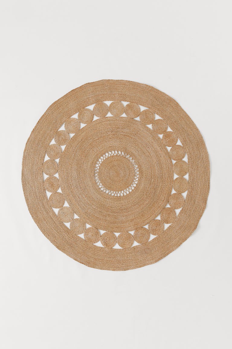 H & M - Perforated-patterned Jute Rug - Beige | H&M (US + CA)