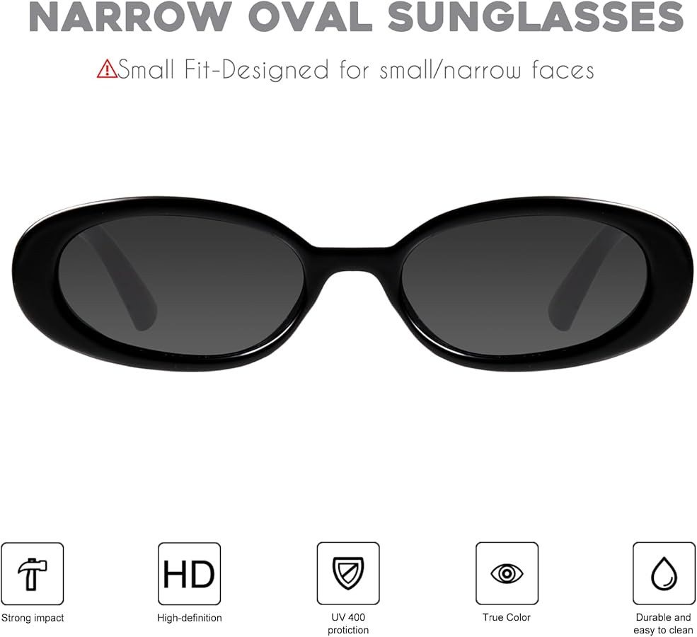 mosanana Retro Tiny Oval Sunglasses for Women with Small Face Narrow Style MS52360 | Amazon (US)
