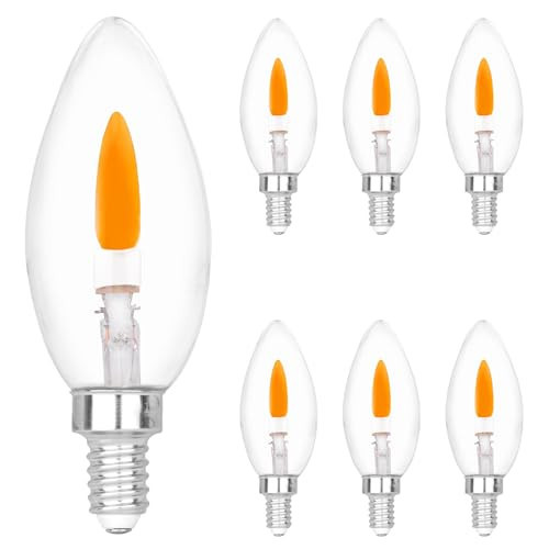 HEWA-Tech E12 Base (Miniature Screw) C35 Flame Tip Flicker Bulbs - Crystal Clear Candle Light with Orange Glow Effect for Halloween， E12 Non-Dimmable Chandelier Replacement Bulbs, 6-Pack | Amazon (US)