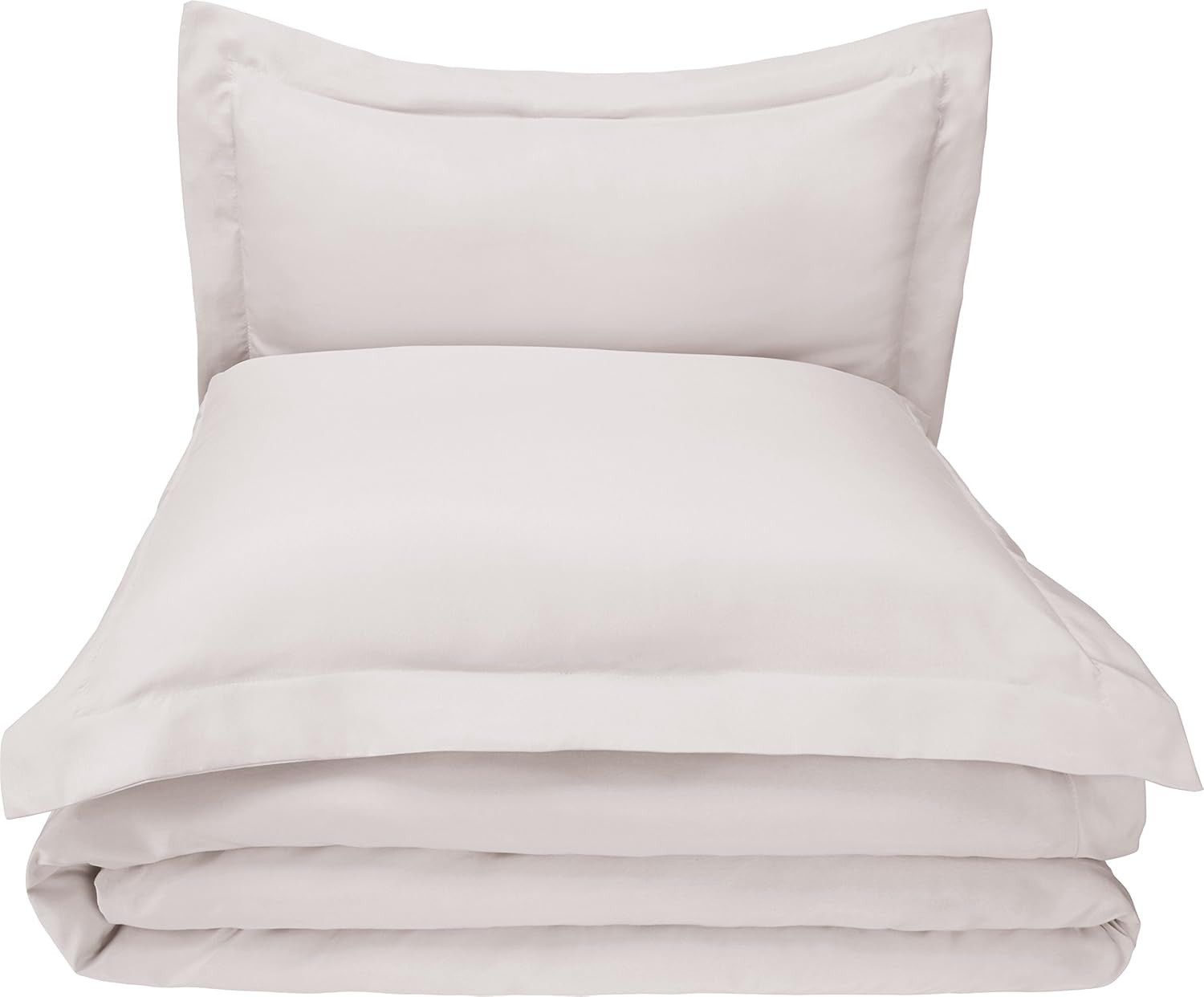 Amazon Basics Light-Weight Microfiber Duvet Cover Set with Snap Buttons - Full/Queen, Cream | Amazon (US)