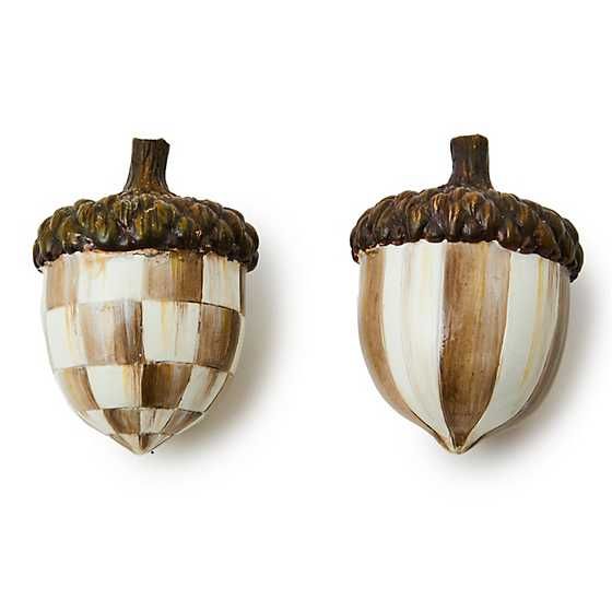 Mocha Check Acorns, Set of 2 | MacKenzie-Childs