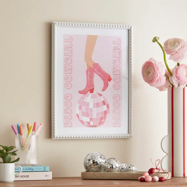 Disco Cowboy Boots Framed Print | Dunelm