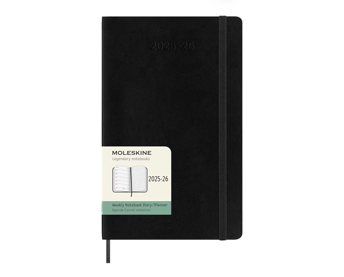 Moleskine Classic 18 Month 2025-2026 Weekly Planner, Soft Cover, Large (5" x 8.25"), Black, 208 pages

New year planner
Office organizer 