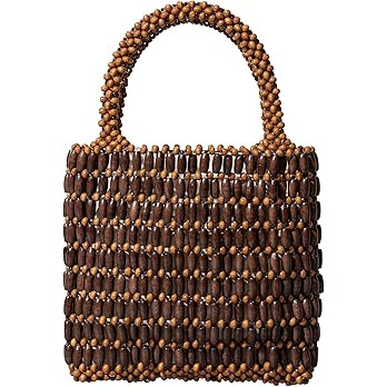 Small Tote Bag Wooden Bead Bag Woven Handbag Clutch Purses for Women | Amazon (US)