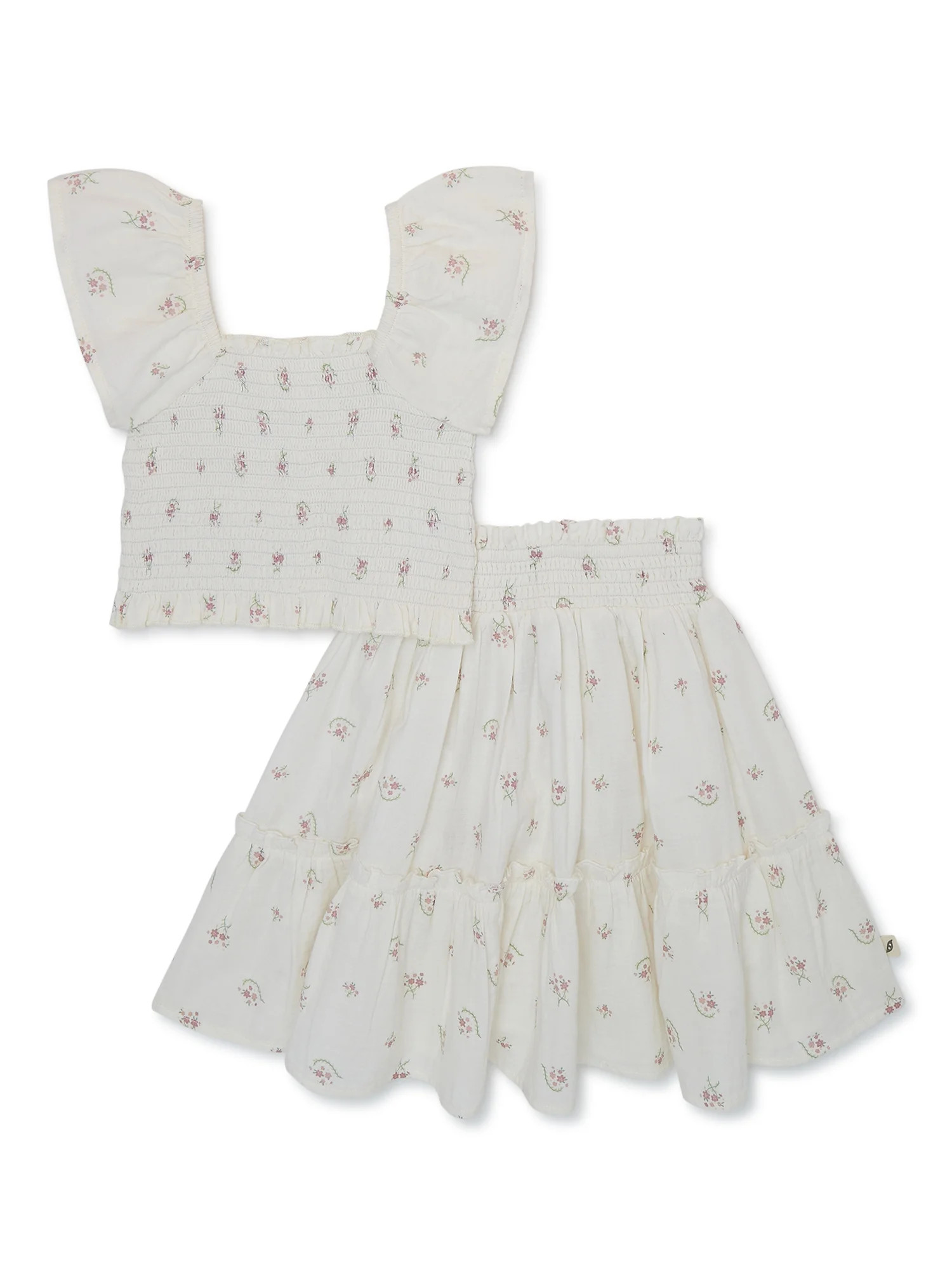 easy-peasy Baby and Toddler Girl Smocked Top and Skirt Set, 2-Piece, Sizes 12 Months-5T | Walmart (US)