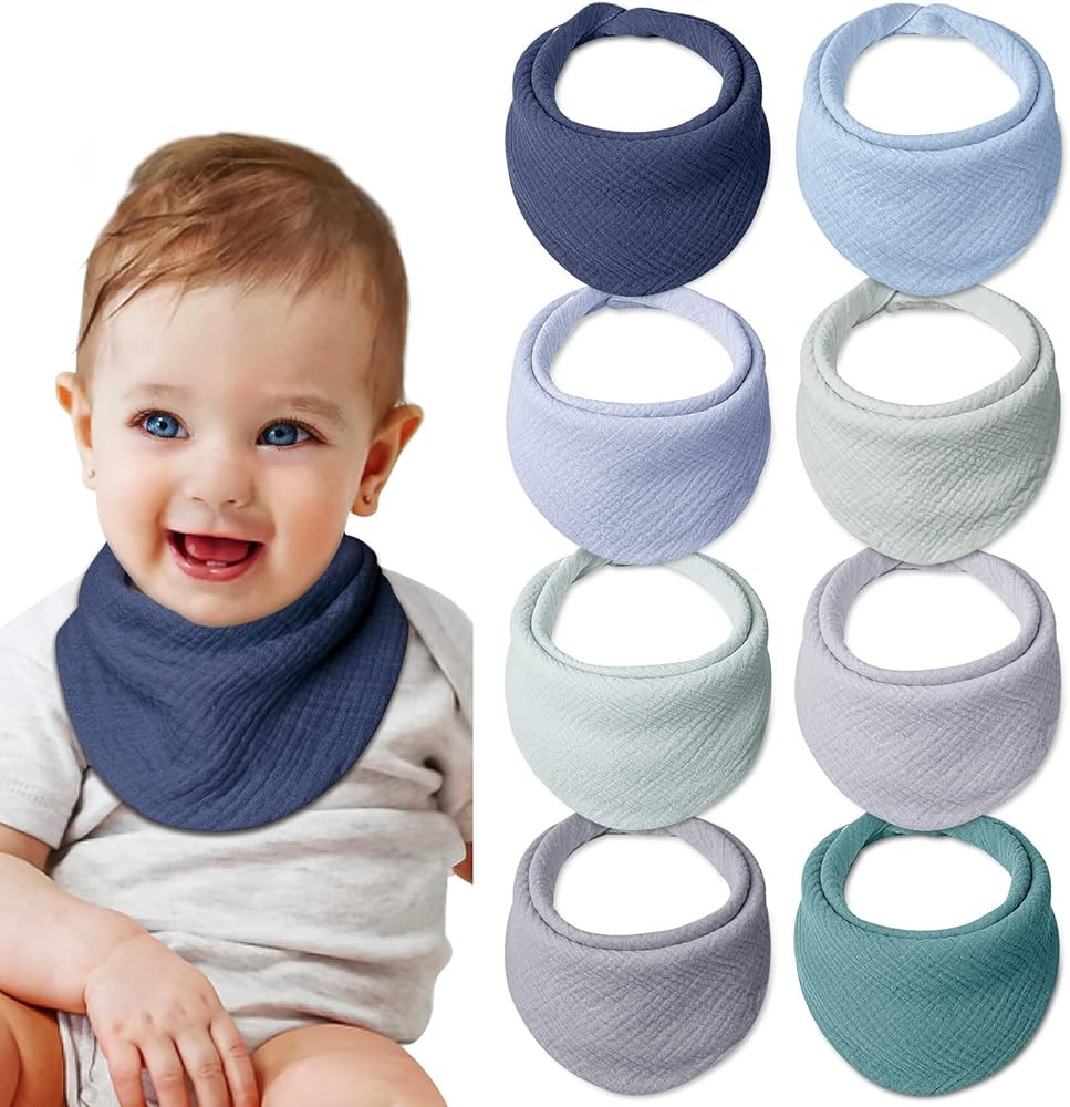 Lulu moon Baby Muslin Bibs - 100% Cotton for Teething Drooling Girls Boys, 8 Pack | Amazon (US)