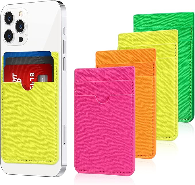 Flutesan 4 Pcs Phone Card Pocket Holder Phone Card Stick PU Leather Phone Credit Card Holder Cell... | Amazon (US)