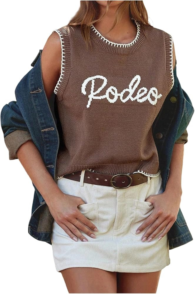 SOLY HUX Women's Letter Graphic Sweater Vest Sleeveless Knit Tops | Amazon (US)