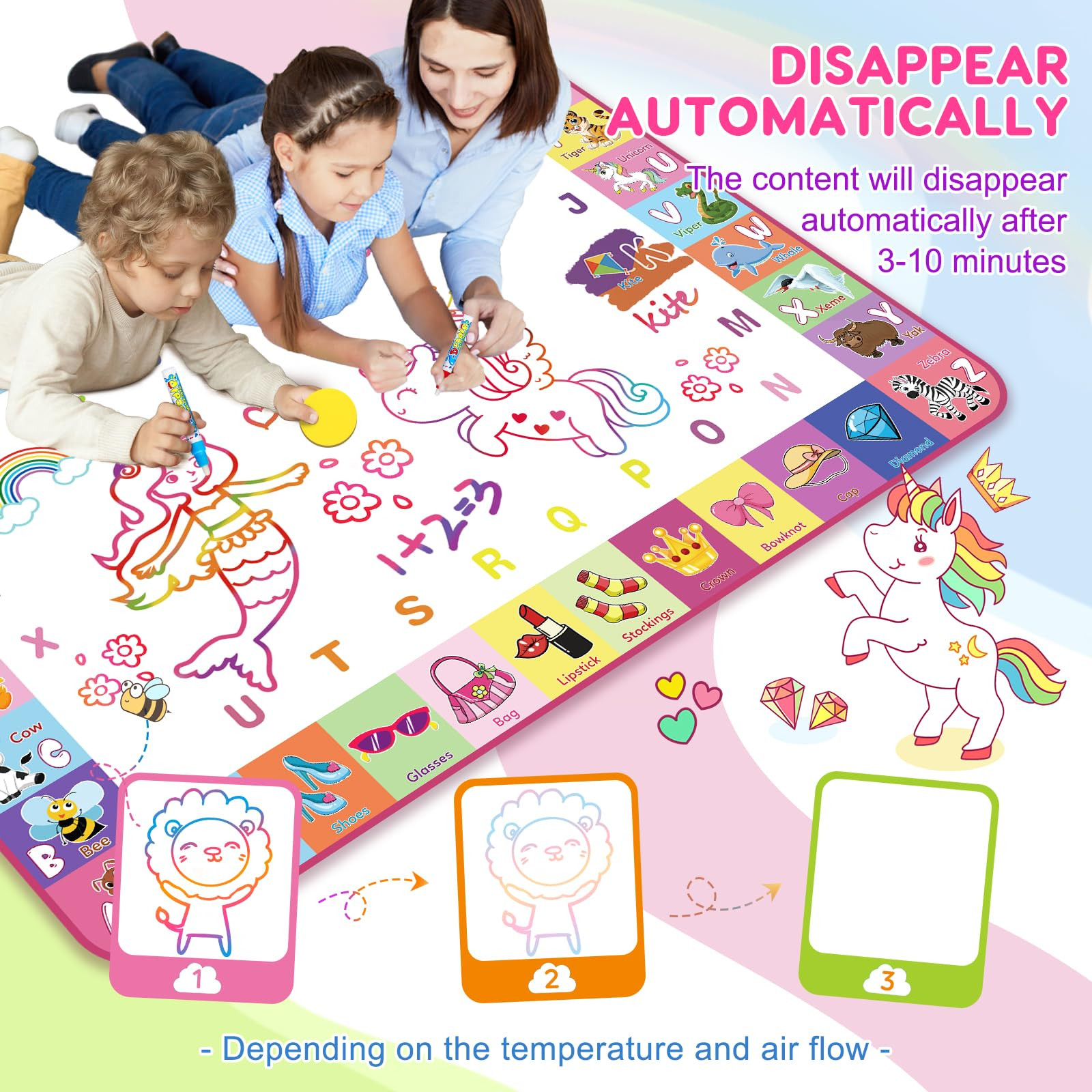 Water Doodle Mat, 48 X 32 Inch Extra Large Water Painting Drawing Color Doodle Mat, Educational T... | Amazon (US)