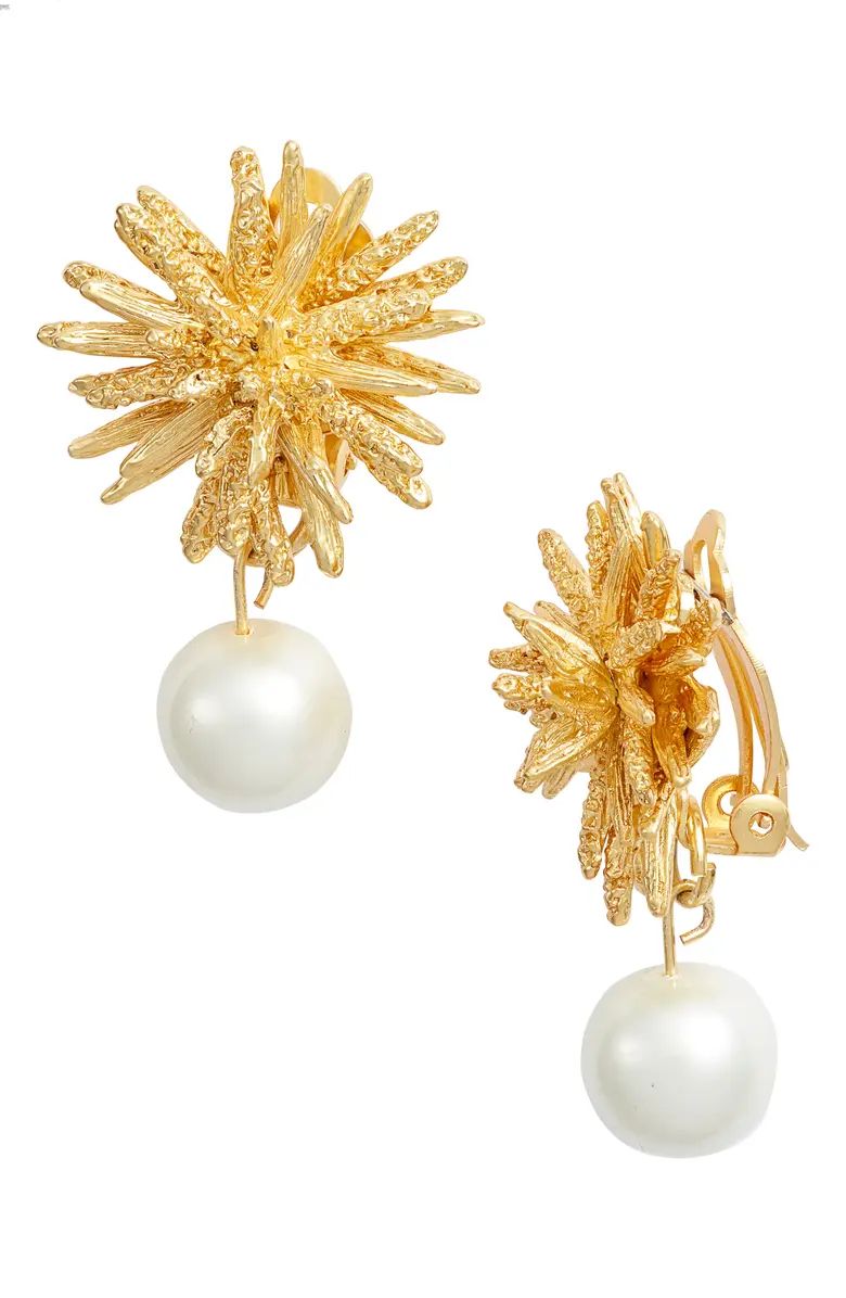 Karine Sultan Starburst Imitation Pearl Clip-On Drop Earrings | Nordstrom | Nordstrom