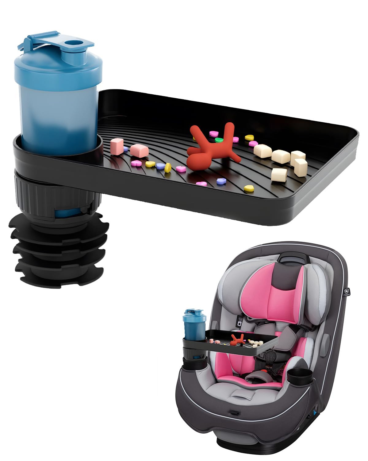 SEVEN SPARTA Car Seat Tray for Kids Toddler Travel with Soft Rubber Base, Rotatable and Removable... | Amazon (US)