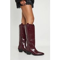 boohoo Dames Western Cowboy Mid Heel Stiefels | Bordeaux Rood | Maat: 38 | Boohoo.com (NL)